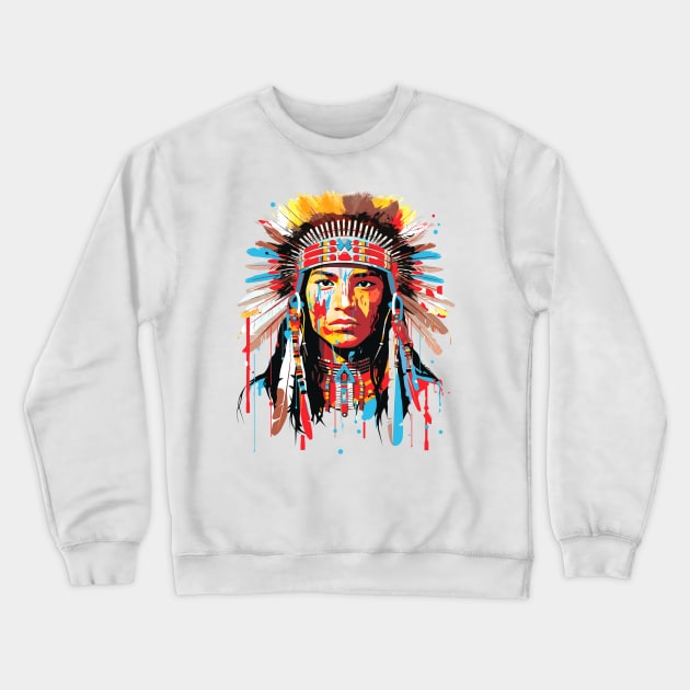 American Native Indian Brave Warrior Inspiration People Abstract Crewneck Sweatshirt by Cubebox